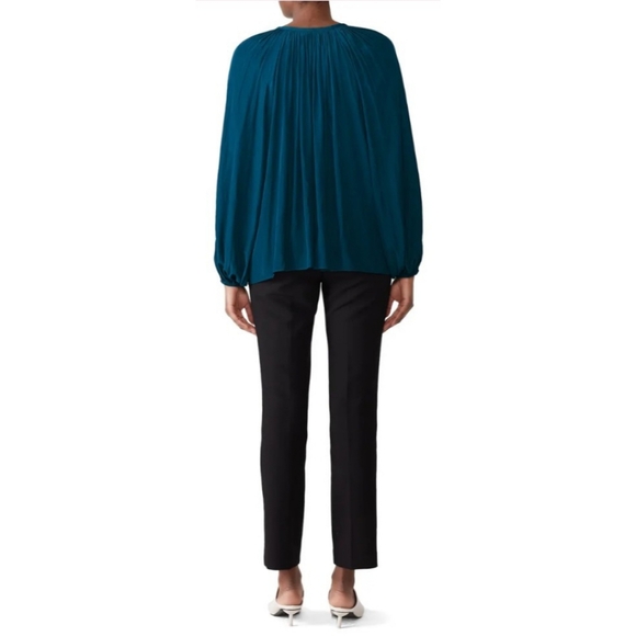 Ramy Brook Paris Poet Blouse Teal Boho Peasant Long Sleeve Top XS Made In USA - Picture 15 of 16